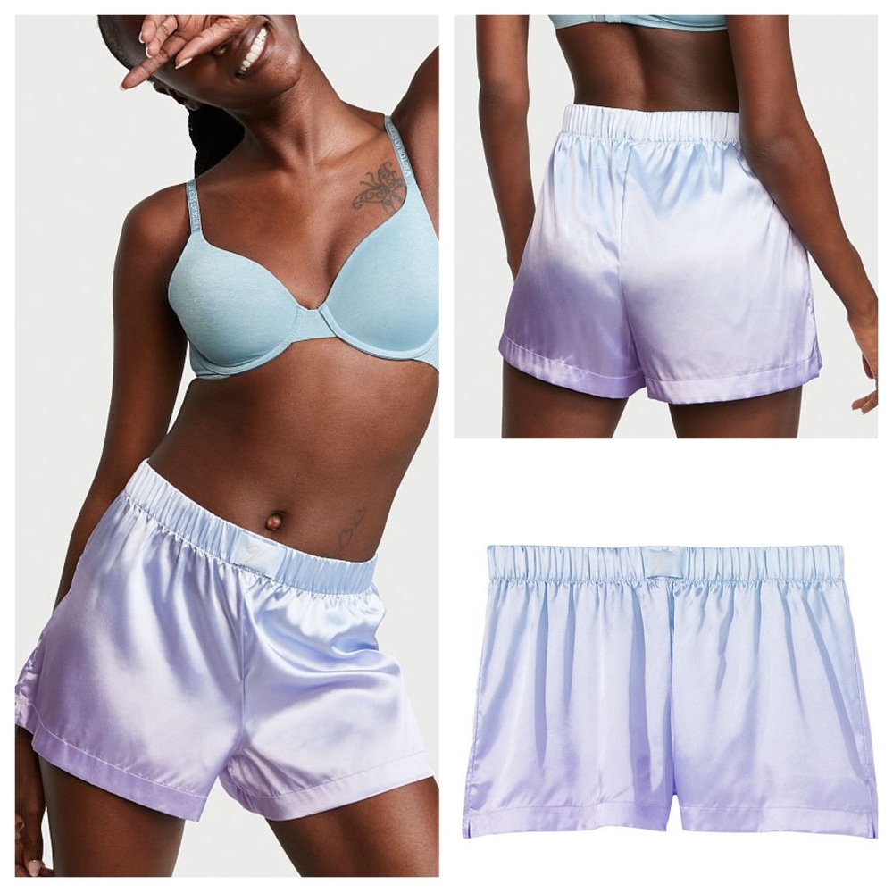 Vs Victorias Secret Satin Sleep Pajama Short Shortie Purple Blue Ombré XXL